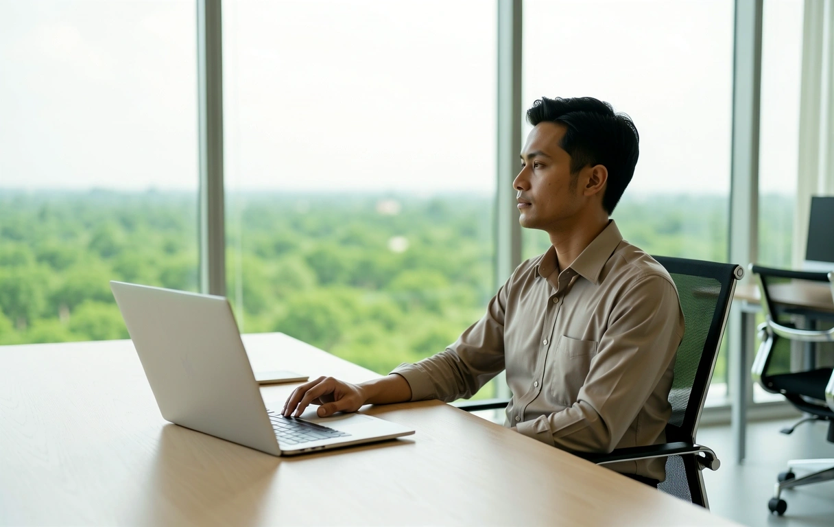 Professional taking a break for visual comfort